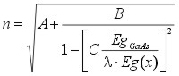 Formula refractive index of InGaAs